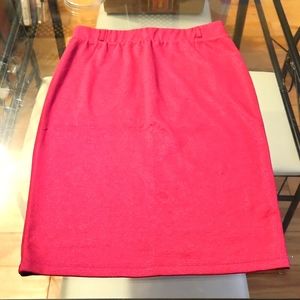 Pink shimmer stretchy material pencil skirt.